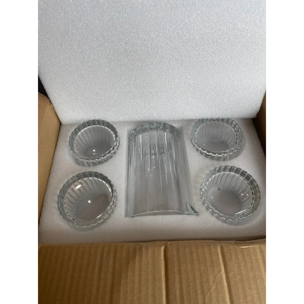 Mixing Glass‎ Set Ribbed Cocktail Pitcher and Lowball Glasses Clear New